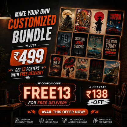 Mix Poster Bundle – Pack of 13 Wall Posters | Just ₹499
