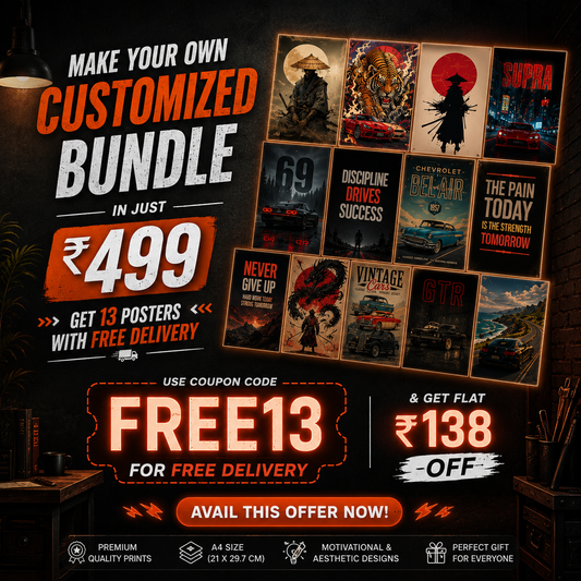 Mix Poster Bundle – Pack of 13 Wall Posters | Just ₹499